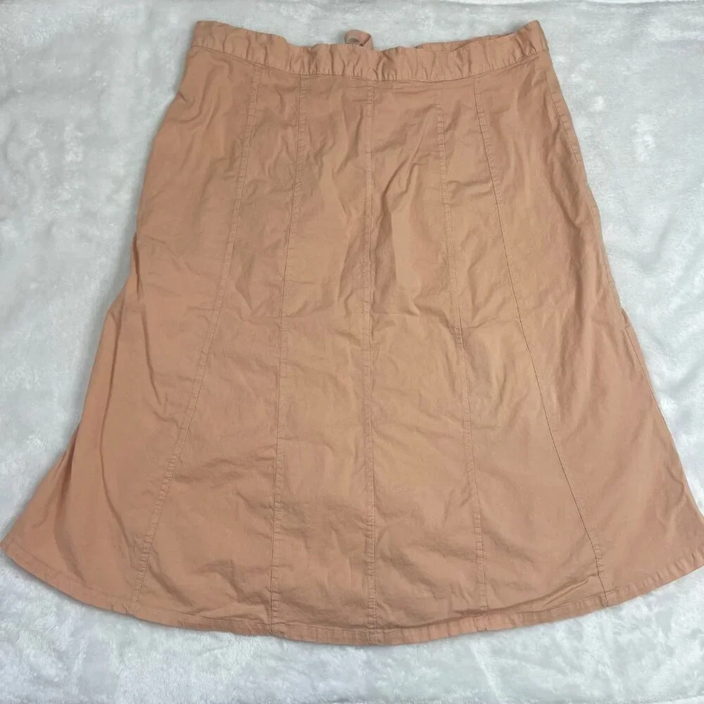 XCVI Wearables Womens Drawstring A-Line Skirt‎ Size Medium Cotton Pockets Peach